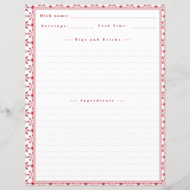 Tarjeta de receta de copos de nieve para Navidades (Anverso)