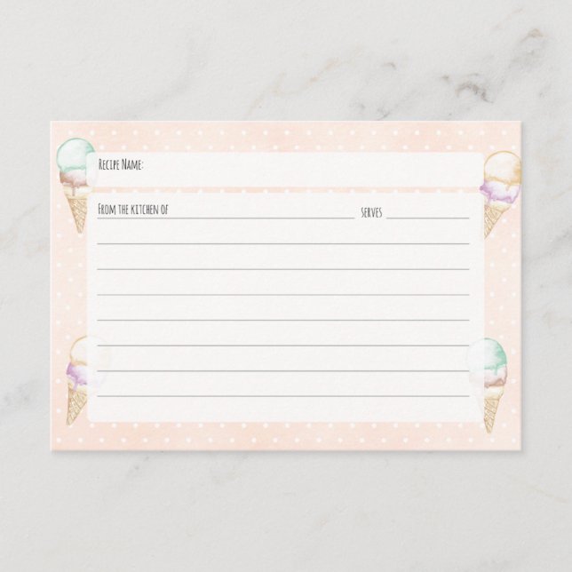 Tarjeta de receta de crema de hielo y puntos de po (Anverso)
