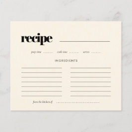 Tarjeta de receta de crema simple elegante y chic
