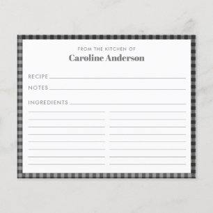 Tarjeta de receta de cuadros negros de la cocina d