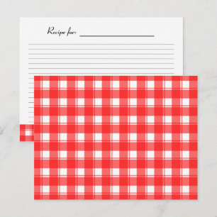 Tarjeta de Receta de Cuadros País Rojo Blanco