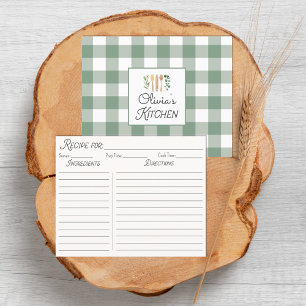 Tarjeta de Receta de Cuadros Verde Salvia Estilo G