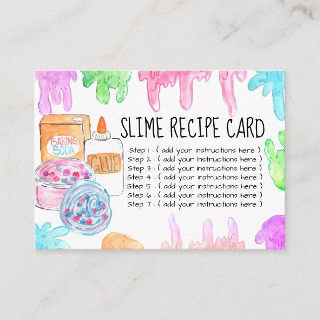 Tarjeta de receta de cumpleaños fiesta Slime (Anverso)