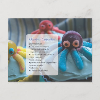Tarjeta de receta de cupcakes de pulpo Postcard