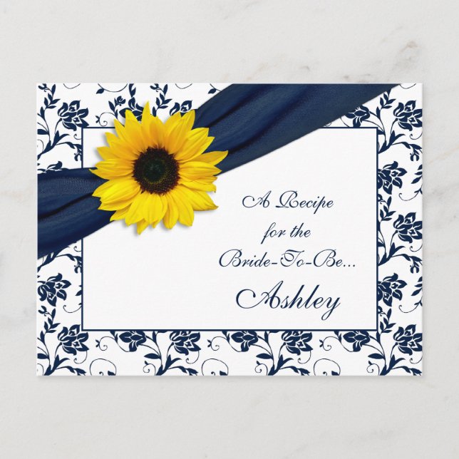 Tarjeta de receta de Damask para la novia de la ma (Anverso)