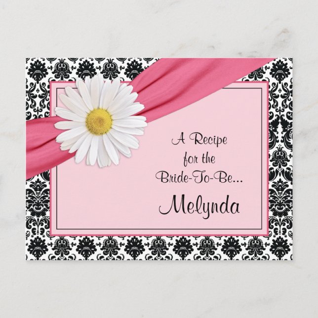 Tarjeta de receta de damask Pink Daisy para la nov (Anverso)
