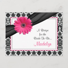 Tarjeta de receta de Damask Pink Gerber Daisy para