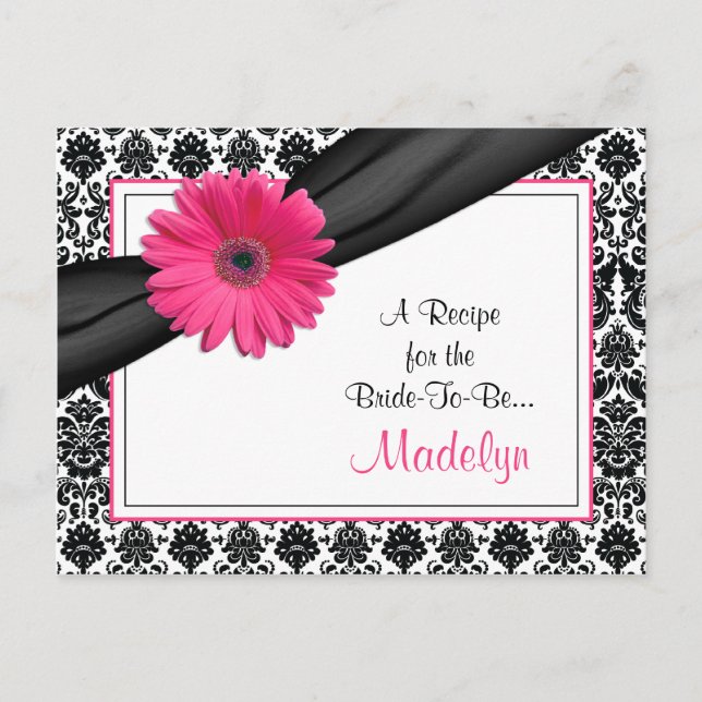 Tarjeta de receta de Damask Pink Gerber Daisy para (Anverso)
