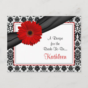 Tarjeta de receta de Damask Red Gerber Daisy para 