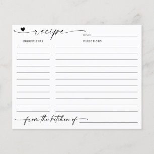 Tarjeta de Receta de Desayuno de Boda con Caligraf