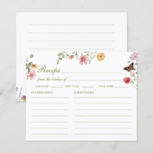 Tarjeta de Receta de Desayuno de Boda con Flores S