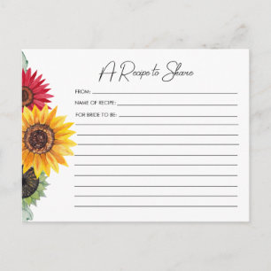 Tarjeta de Receta de Desayuno de Boda de Girasoles