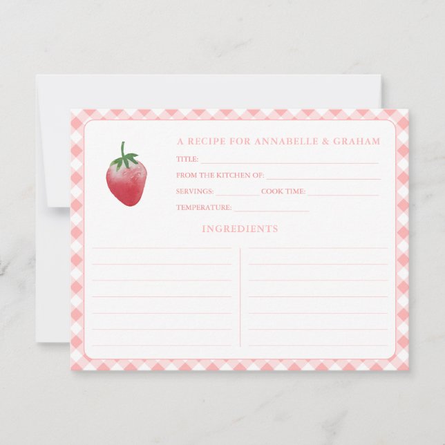 Tarjeta de receta de Desayuno de Novia de Gingham  (Anverso)