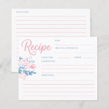 Tarjeta de Receta de Desayuno Nupcial Azul Polvori