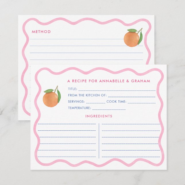 Tarjeta de receta de Desayuno Nupcial con Doodle d (Anverso / Reverso)