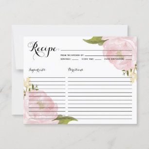 Tarjeta de Receta de Desayuno Nupcial con Peonías 