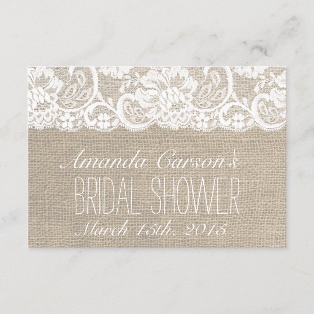 Tarjeta de Receta de Desayuno Nupcial de Encaje Bl (Anverso)