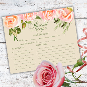 Tarjeta de Receta de Desayuno Nupcial de Rosas en