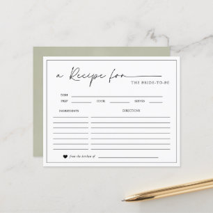 Tarjeta de receta de desayuno nupcial minimalista