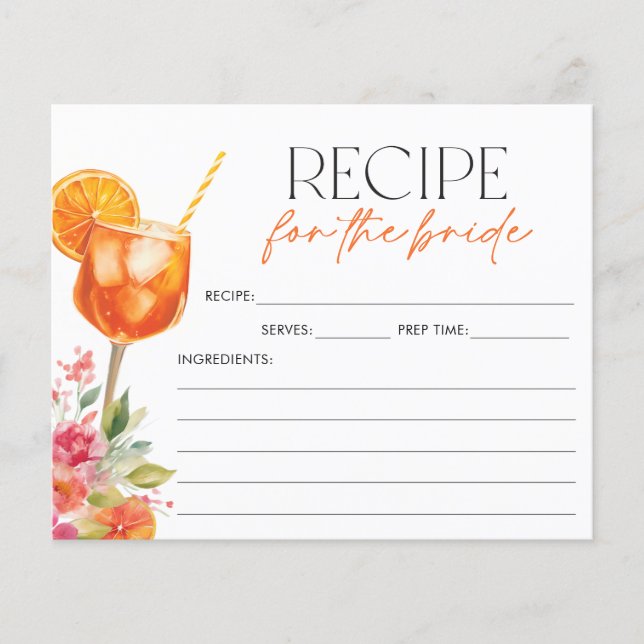 Tarjeta de Receta de Despedida de Soltera Amor a P (Anverso)
