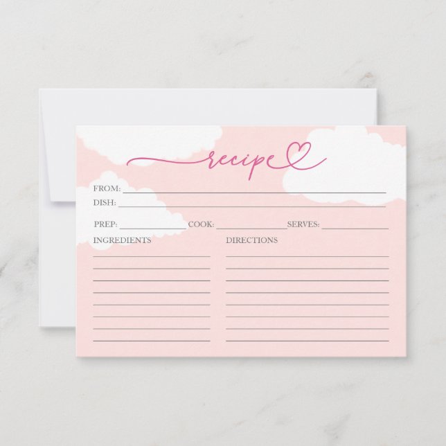Tarjeta de Receta de Despedida de Soltera en Nube  (Anverso)
