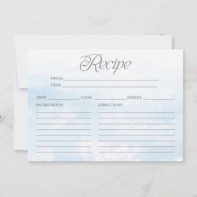 Tarjeta de Receta de Despedida de Soltera en Nube  (Anverso)