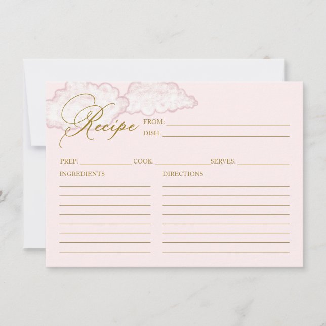 Tarjeta de Receta de Despedida de Soltera en Nube  (Anverso)