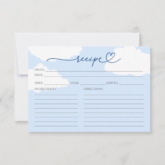 Tarjeta de Receta de Despedida de Soltera en Nube  (Anverso)