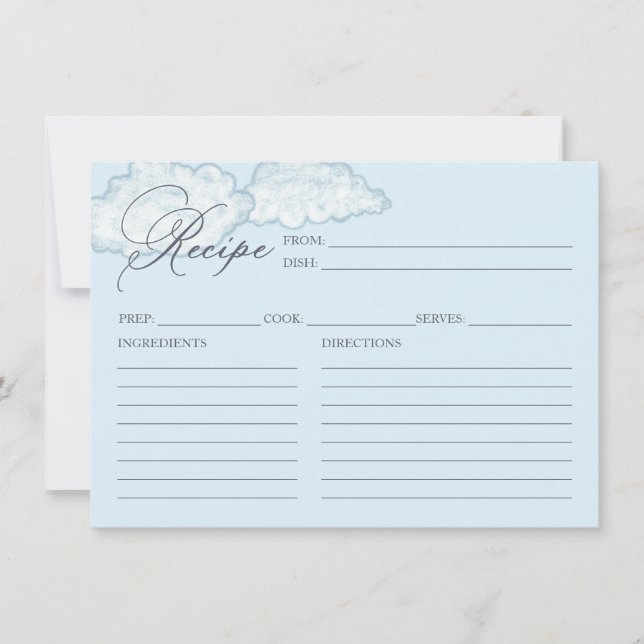 Tarjeta de Receta de Despedida de Soltera en Nube  (Anverso)