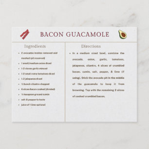 Tarjeta de Receta de Día de Acción de Gracias con