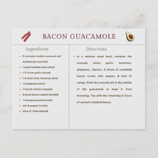 Tarjeta de Receta de Día de Acción de Gracias con