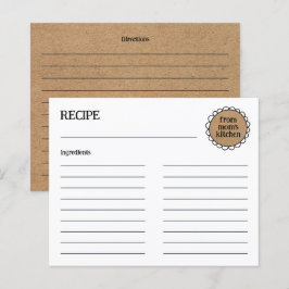 Tarjeta De Receta De Doodle Rústico Editable De La