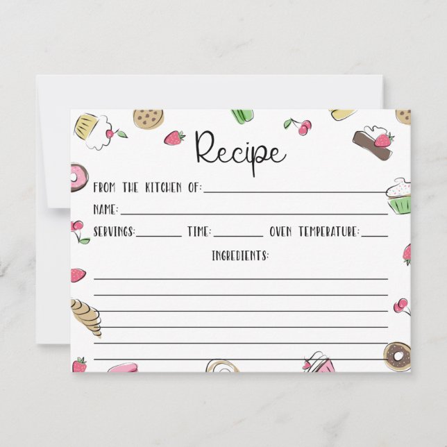 Tarjeta de receta de Doodles de postre (Anverso)