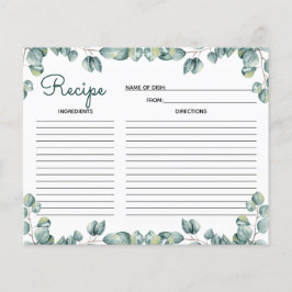 Tarjeta de Receta de Ducha Botánica de Madera Verd