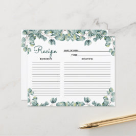 Tarjeta de Receta de Ducha Botánica de Madera Verd