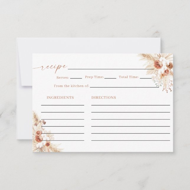 Tarjeta de Receta de Ducha Bridal, Bouquet Floral  (Anverso)