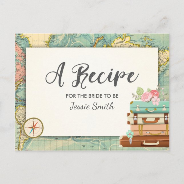 Tarjeta de Receta de Ducha Bridal de Viaje Miss a  (Anverso)