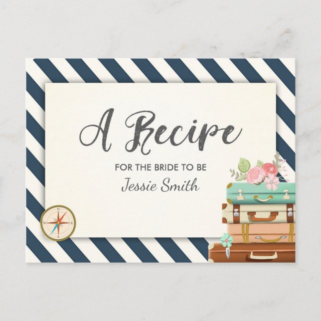Tarjeta de Receta de Ducha Bridal de Viaje Miss a  (Anverso)