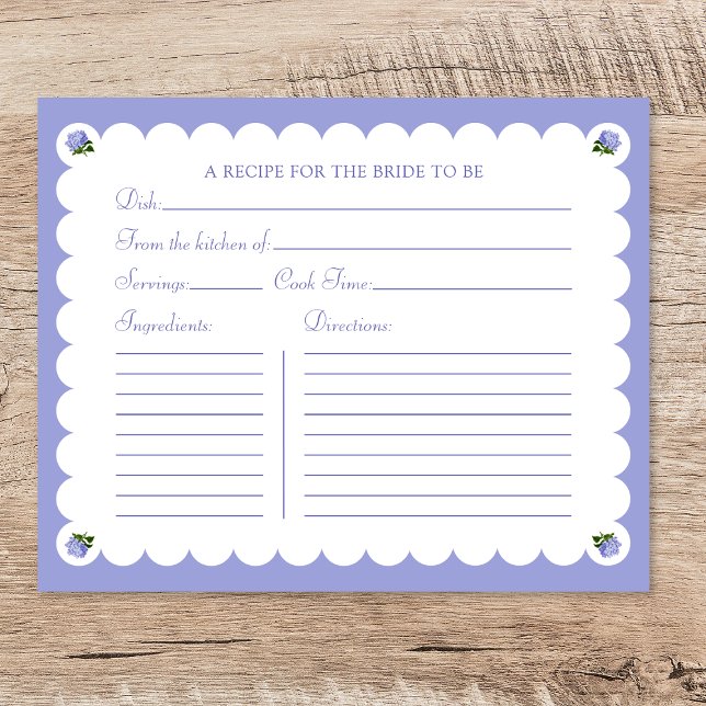 Tarjeta de Receta de Ducha Bridal Elegante Hidrang (Subido por el creador)