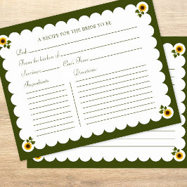 Tarjeta de Receta de Ducha Bridal Elegante Verde G