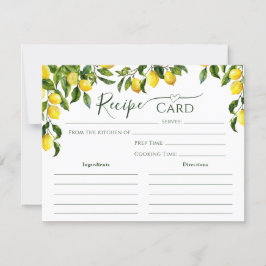 Tarjeta de receta de ducha Citrus Lemon Bridal