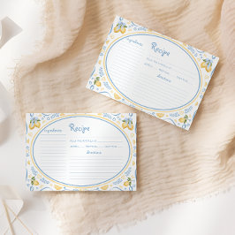 Tarjeta de receta de ducha con flores de limón