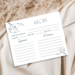 Tarjeta de receta de ducha de agua dulce azul flor