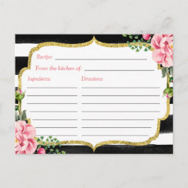 Tarjeta de receta de ducha de agua Floral Stripe d