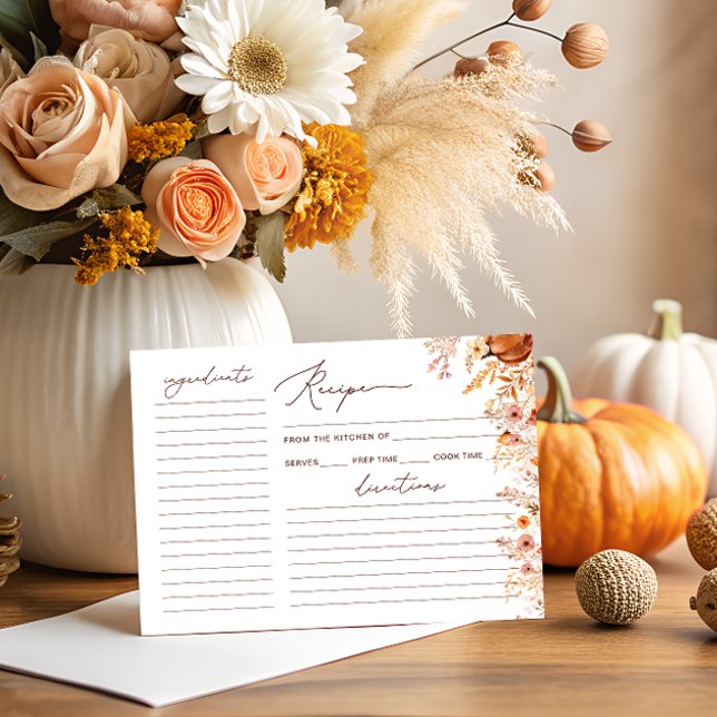 Tarjeta de Receta de Ducha de Boho fall Pumpkin Br (Subido por el creador)