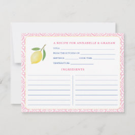 Tarjeta de receta de ducha de bonito rosa Lemons