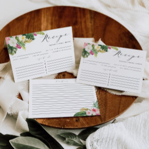 Tarjeta de receta de ducha de flores tropicales ac