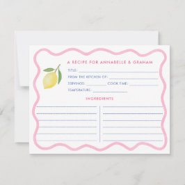 Tarjeta de Receta de Ducha de Limón Lemán Pink Squ