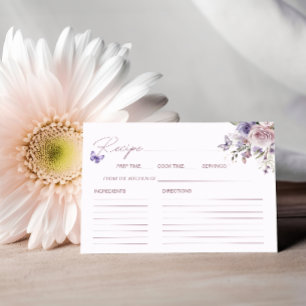 Tarjeta de receta de ducha de mariposa morada flor