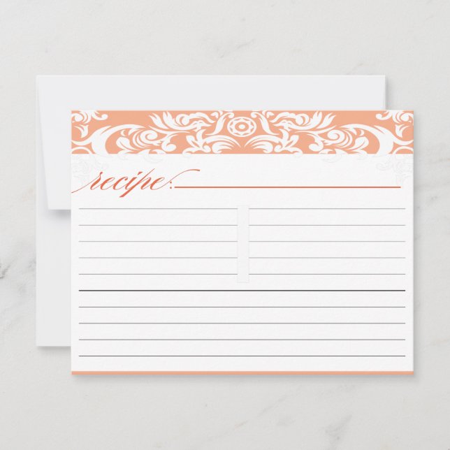 Tarjeta de receta de ducha de naranja Damask Brida (Anverso)